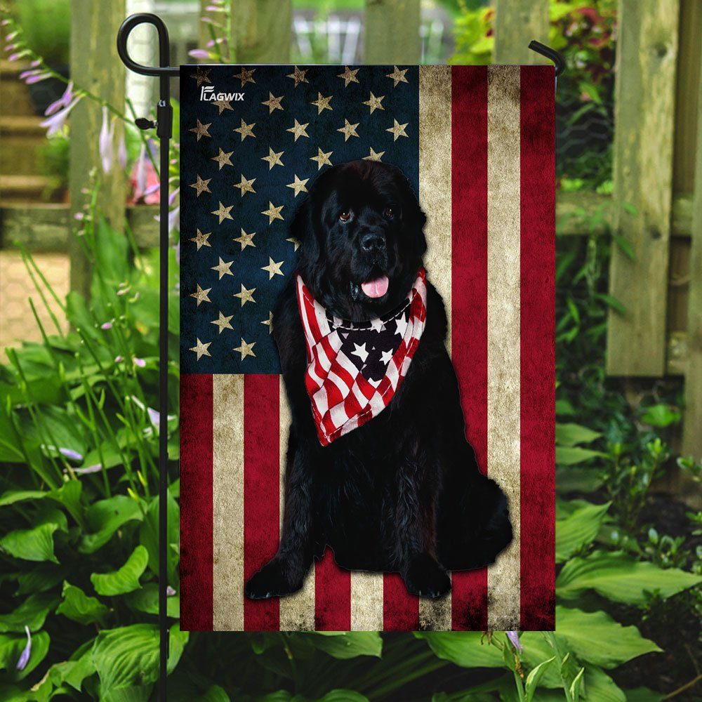 Newfoundland Dog American Flag Newfoundland Dog American Flag