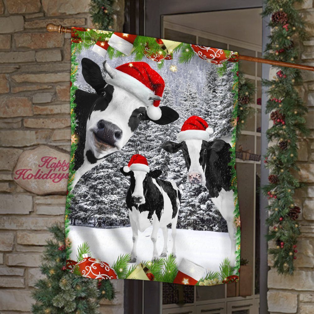 Oh Mooey Christmas Dairy Cattle Flag BNT174Fv1