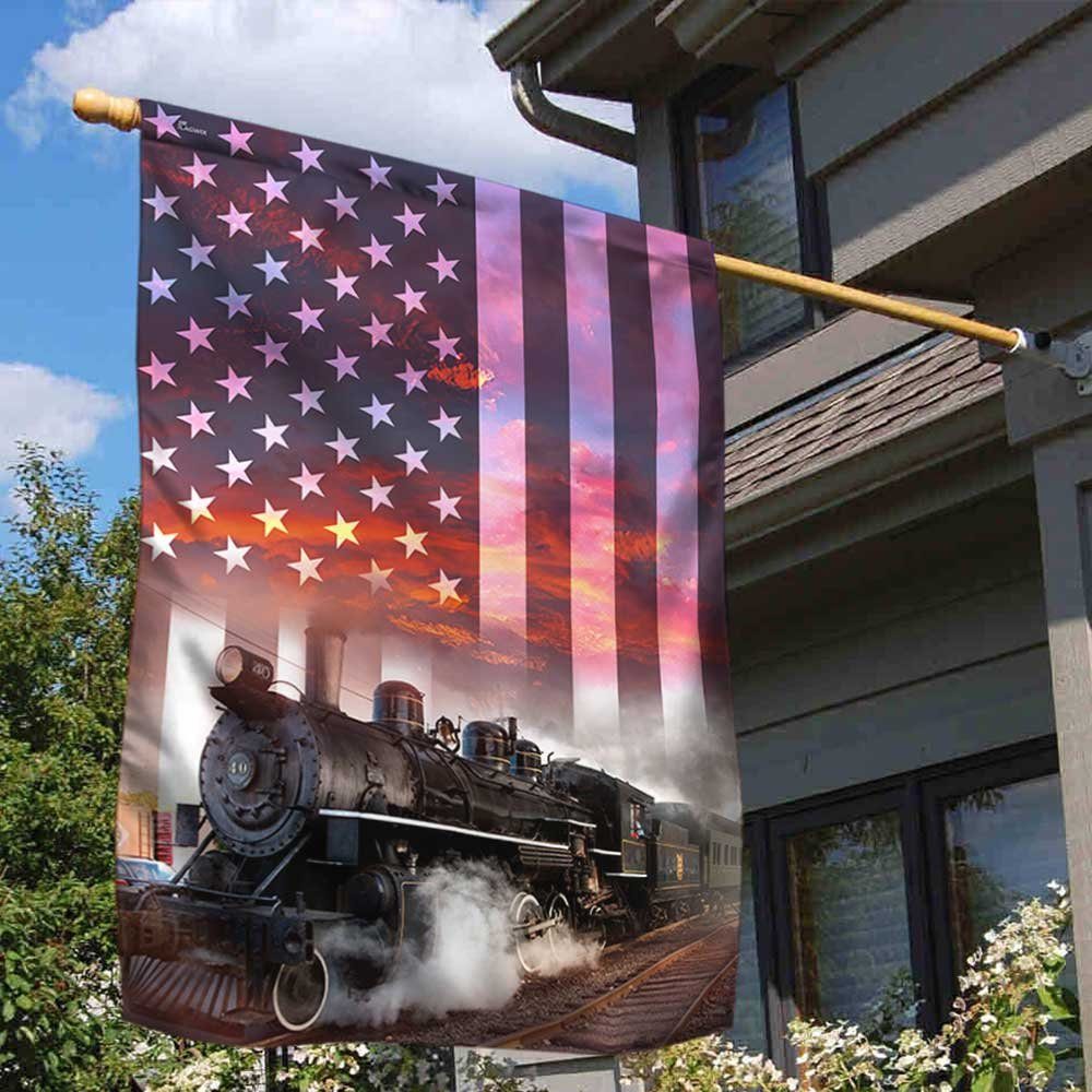 Old Steam Train US Flag DBD3124Fv1