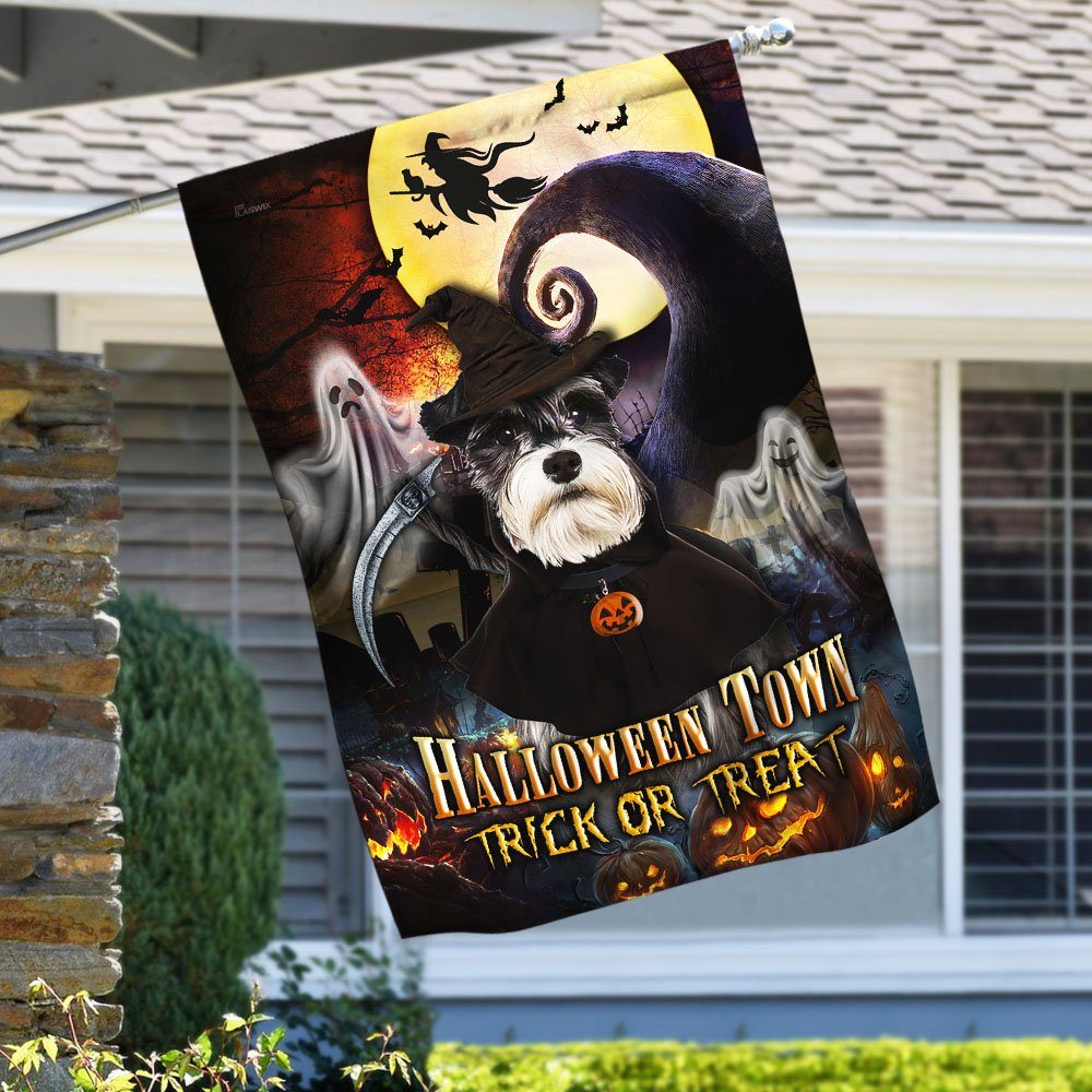 Old Town Dog Flagwix™ Halloween Town Schnauzer Dog Flag THH3259Fv1