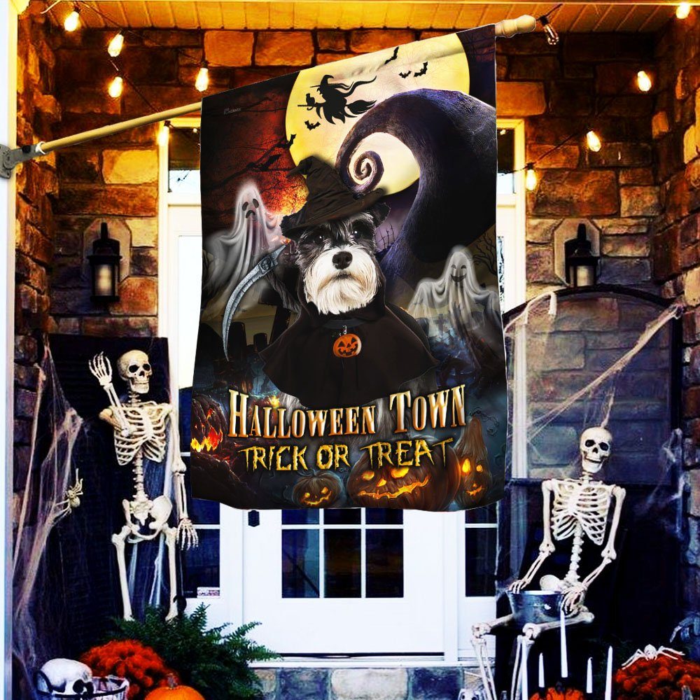 Old Town Dog Flagwix™ Halloween Town Schnauzer Dog Flag THH3259Fv1