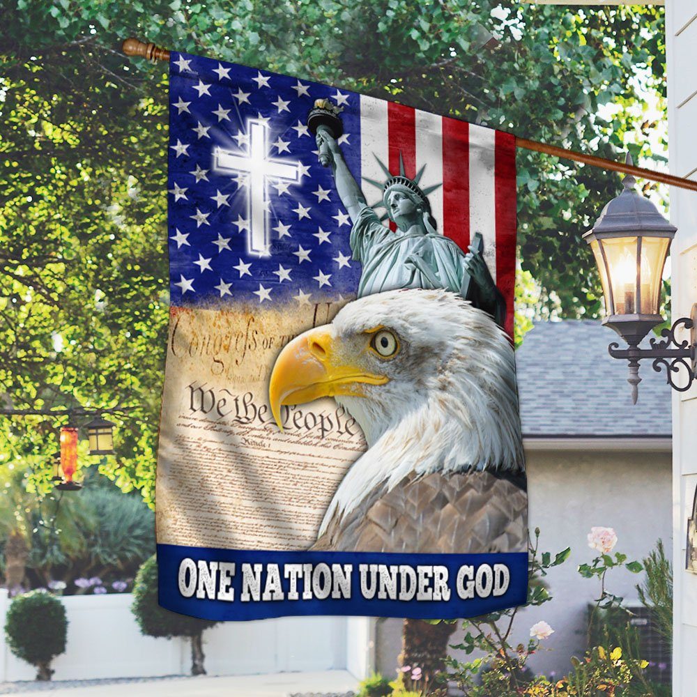 One Nation Under God, Christian Cross American Eagle Flag TPT165F