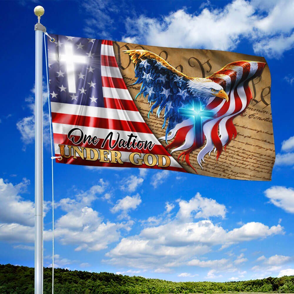 One Nation Under God, We The People, Christian Cross American Eagle Flag TPT96GF