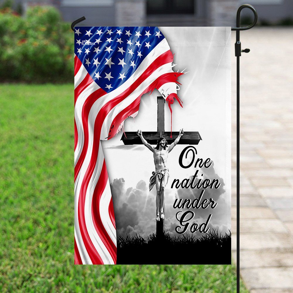 One Nation Under God. Jesus Christian Cross American Flag One Nation Under God. Jesus Christian Cross American Flag