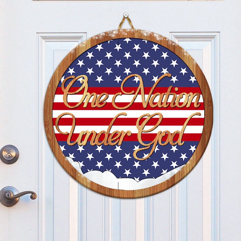 One Nation Under God Custom Wooden Sign  NNT126WD