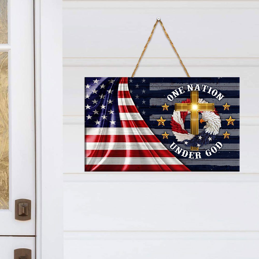 One Nation Under God Rectangle Wooden Sign LHA1640WD