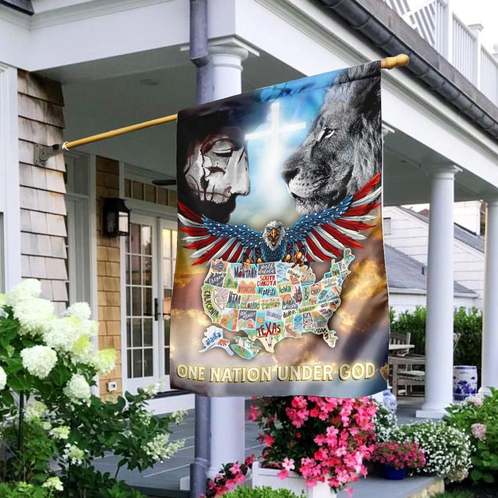 One Nation Under God United States Map FLag