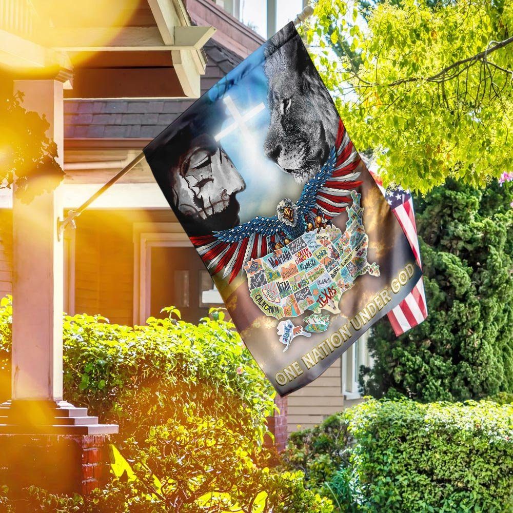 One Nation Under God United States Map FLag