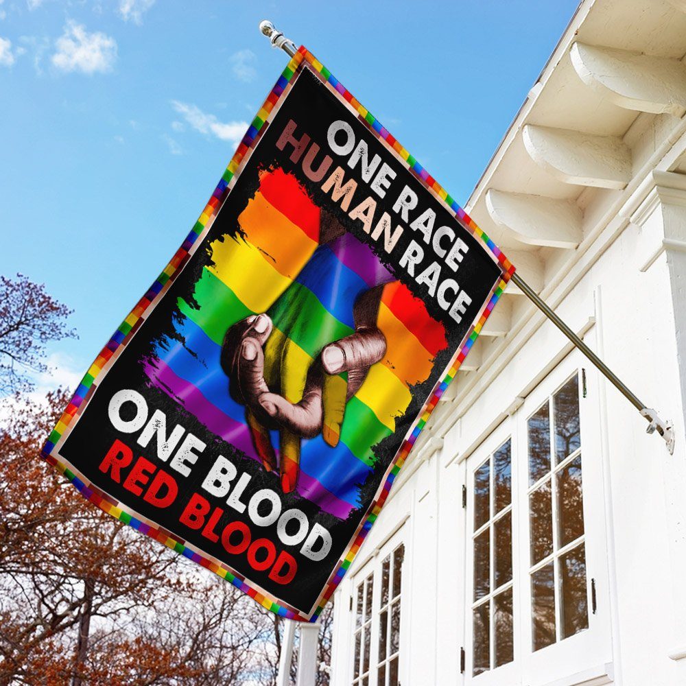 One Race Human Race One Blood Red Blood. Pride LGBT Flag