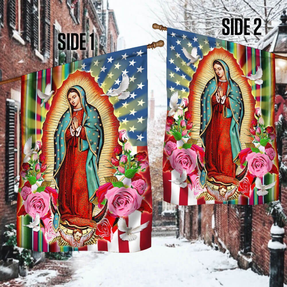 Our Lady of Guadalupe Serape Mexican American Flag MLN799F