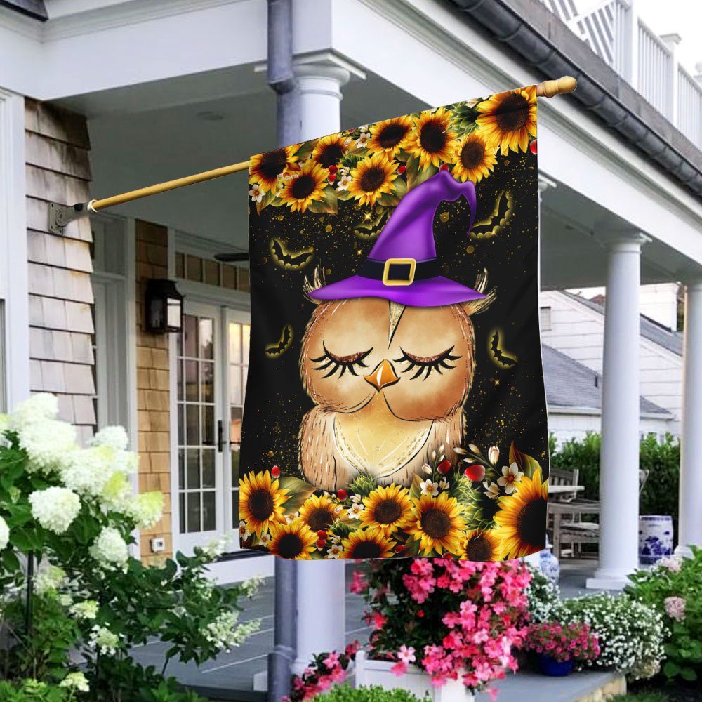 Owl Witch Sunflower Flag
