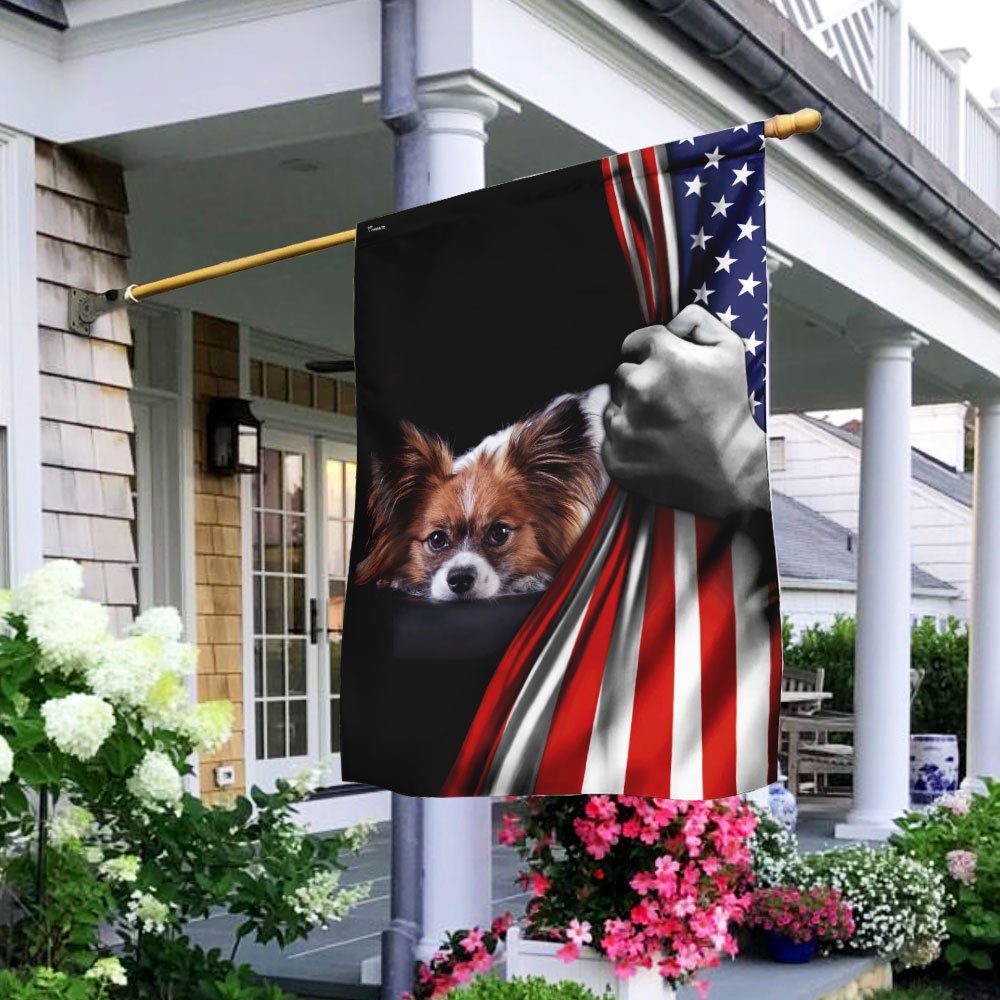 Papillon American US Flag
