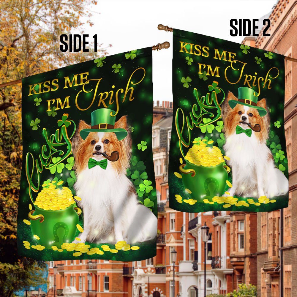 Papillon Dog Irish Flag Kiss Me I’m Irish QNN478Fv4