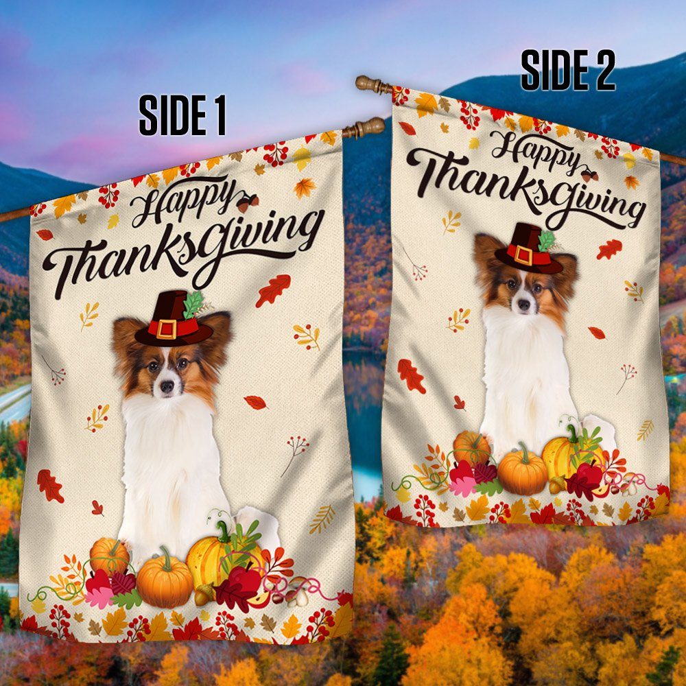Papillon Flag Happy Thanksgiving BNN529Fv1