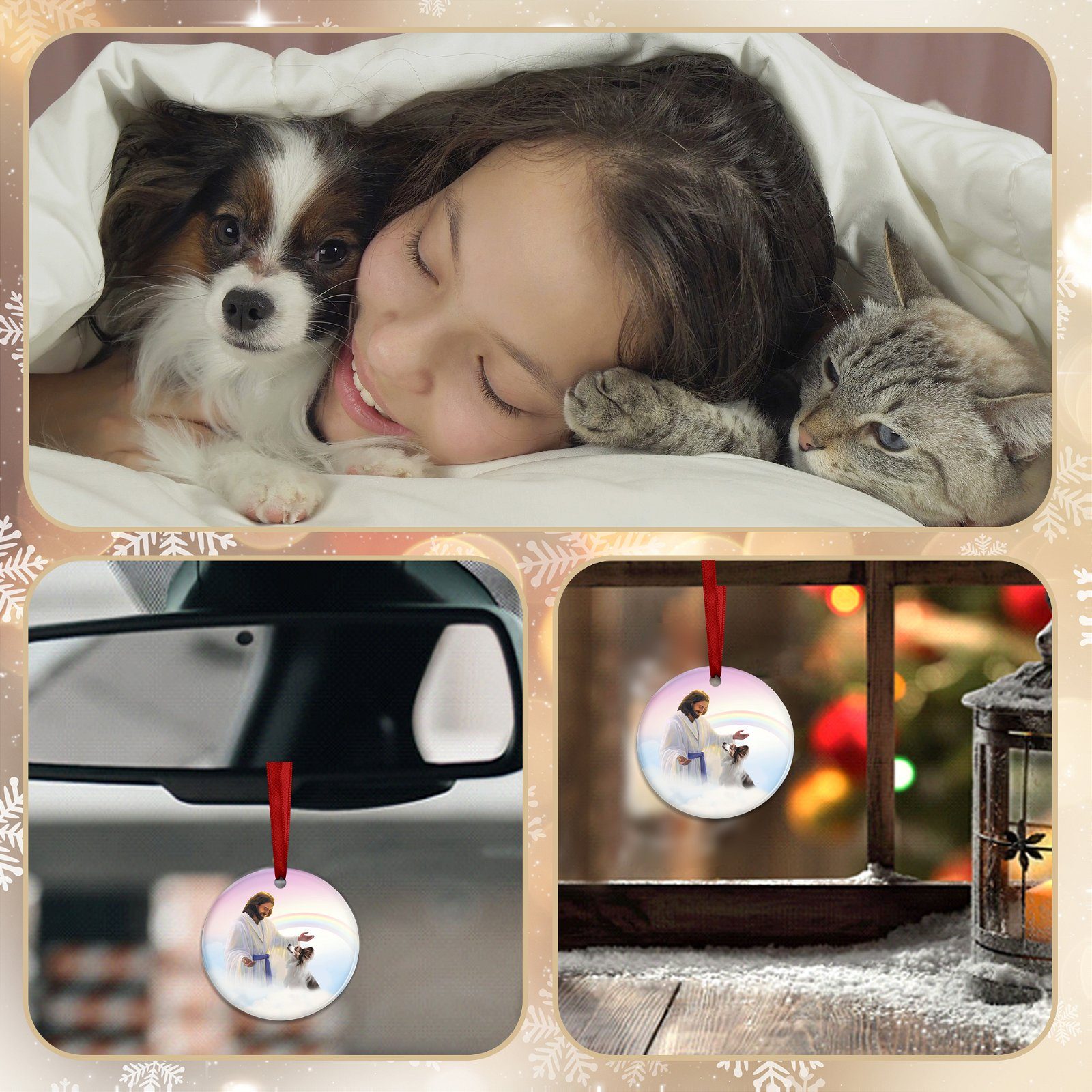 Papillon Ornament Papillon and Jesus Circle Ceramic Ornament QTR533O