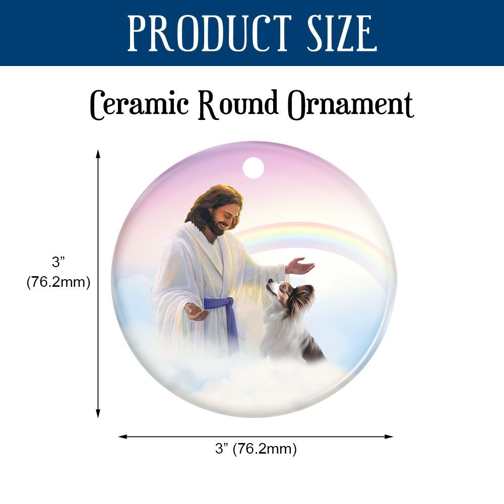 Papillon Ornament Papillon and Jesus Circle Ceramic Ornament QTR533O