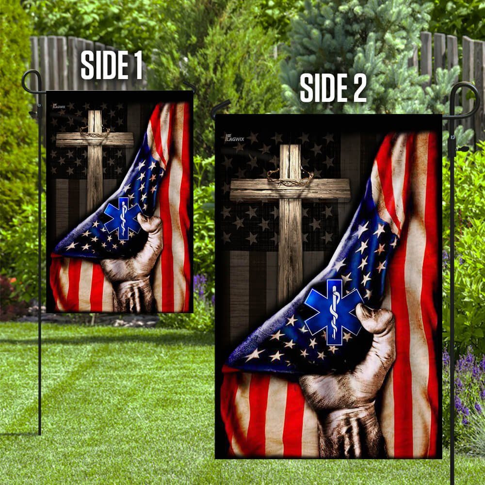 Paramedic Christian Cross American Flag - Flagwix