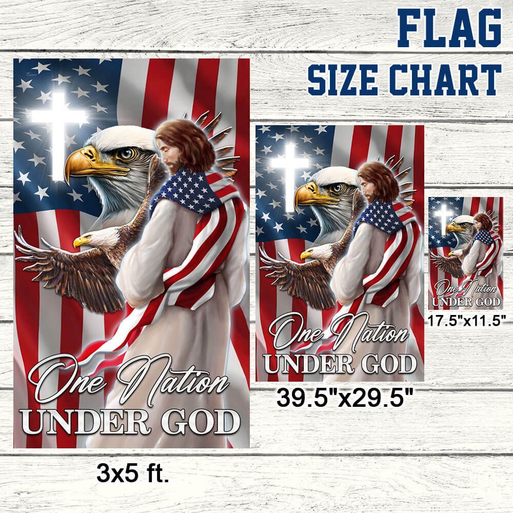 Patriot Eagle Christian Jesus One Nation Under God Flag MLN1365F Patriot Eagle Christian Jesus One Nation Under God Flag MLN1365F