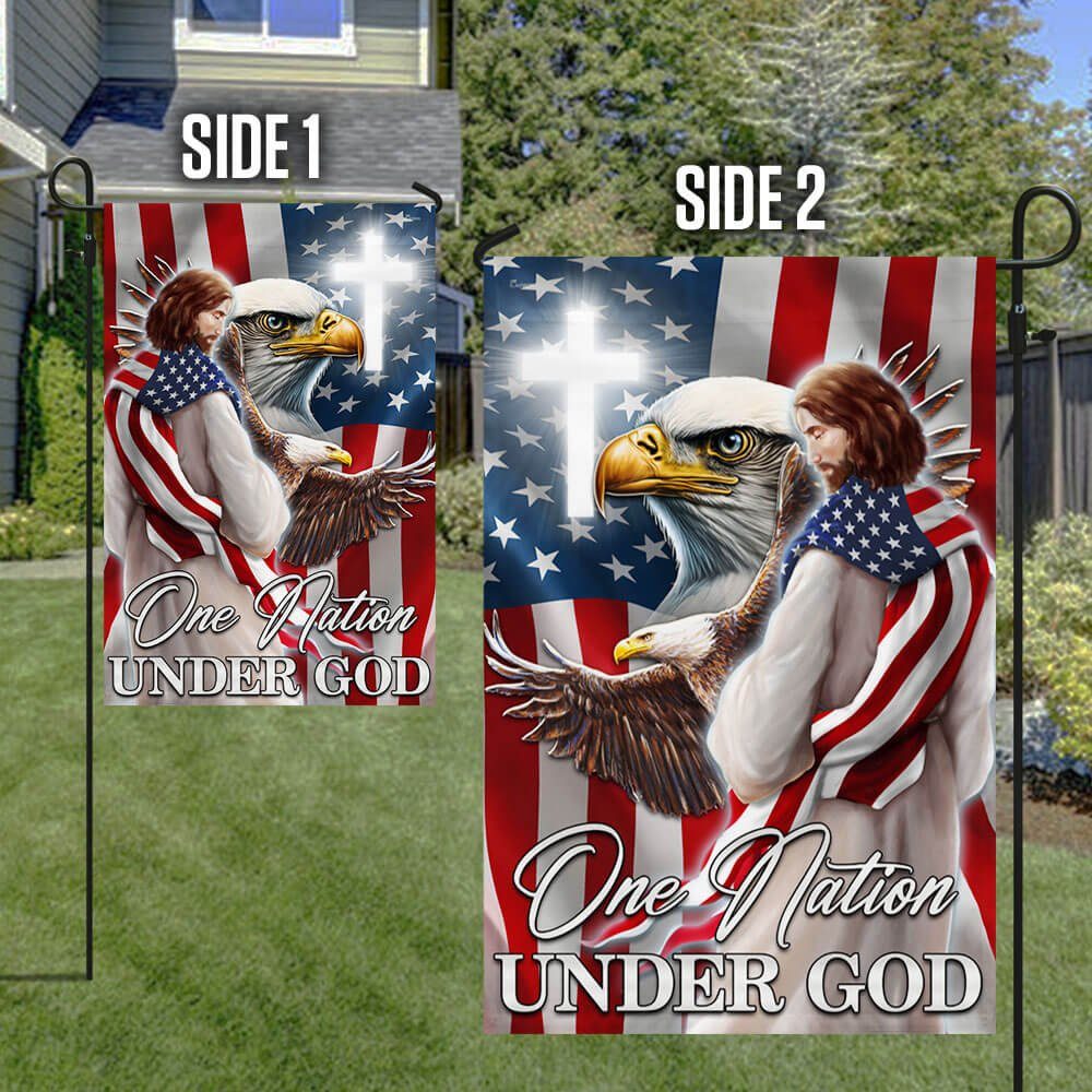 Patriot Eagle Christian Jesus One Nation Under God Flag MLN1365F Patriot Eagle Christian Jesus One Nation Under God Flag MLN1365F