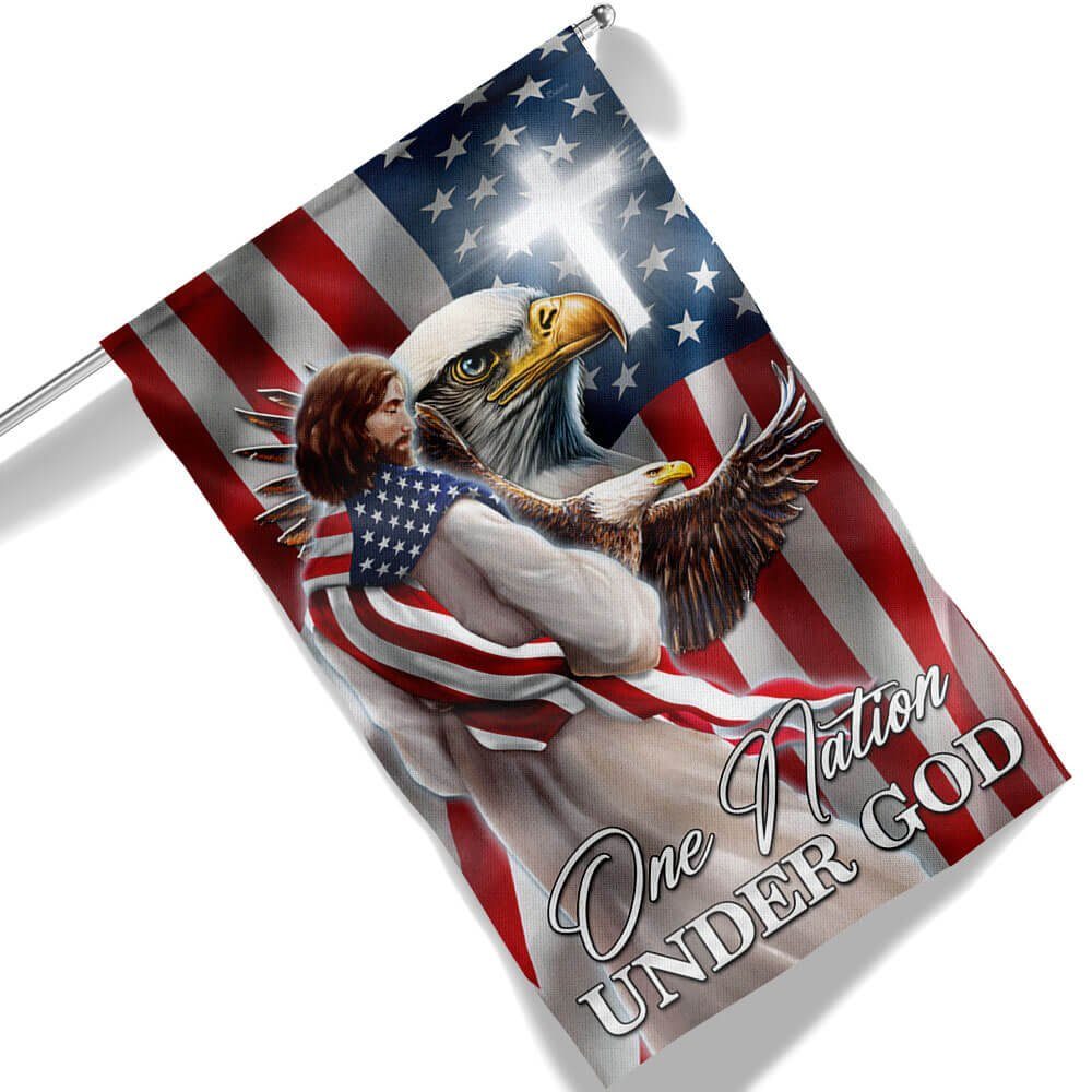 Patriot Eagle Christian Jesus One Nation Under God Flag MLN1365F Patriot Eagle Christian Jesus One Nation Under God Flag MLN1365F