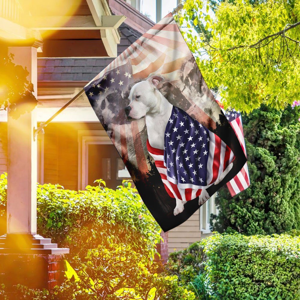 Patriotic American Bulldog With Mount Rushmore Flag