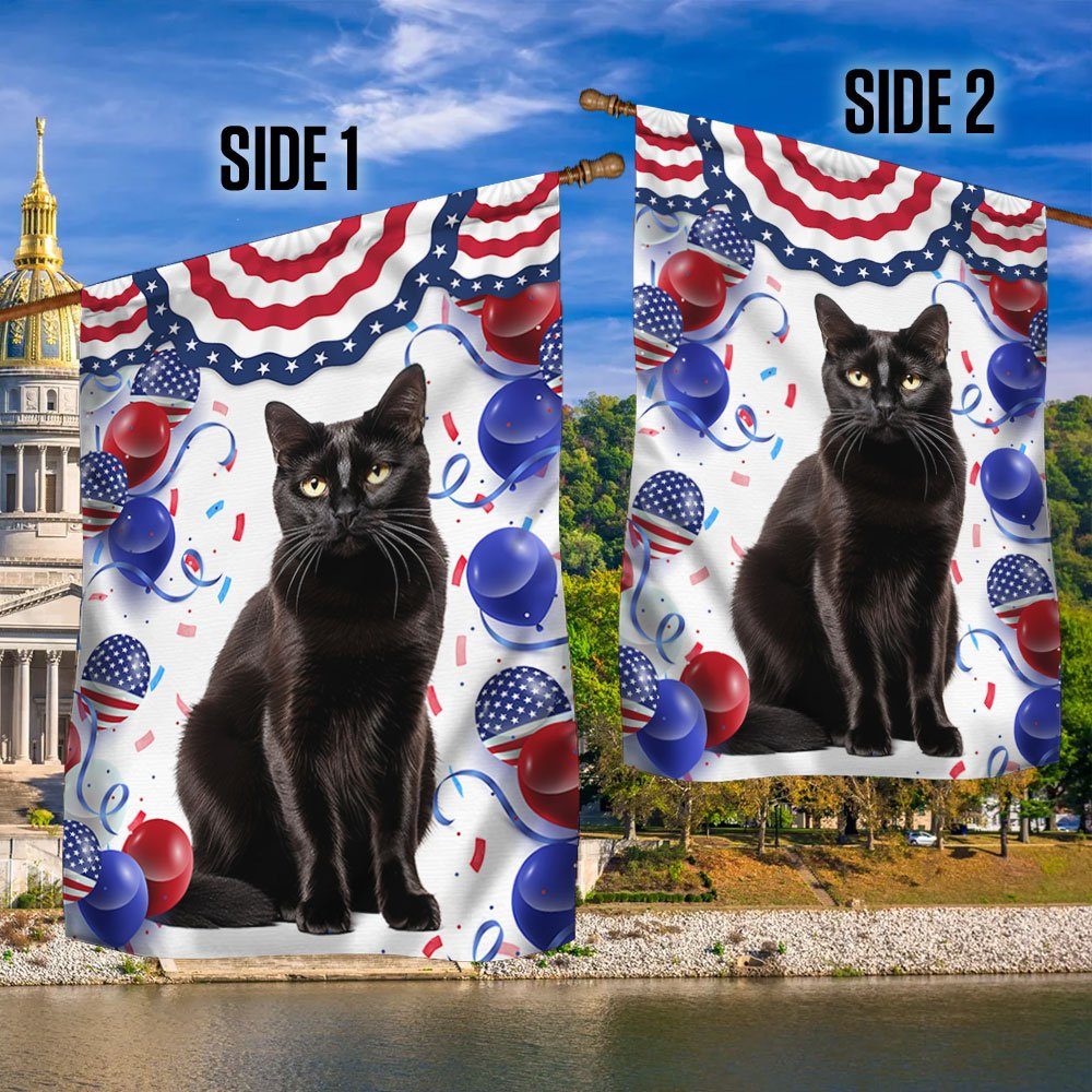 Patriotic Black Cat 4th Of July Independence Day Flag TQN1298F