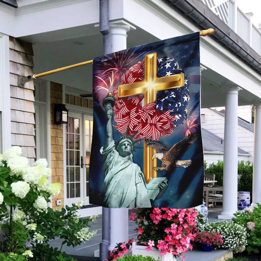 Patriotic Cross Wreath Flag