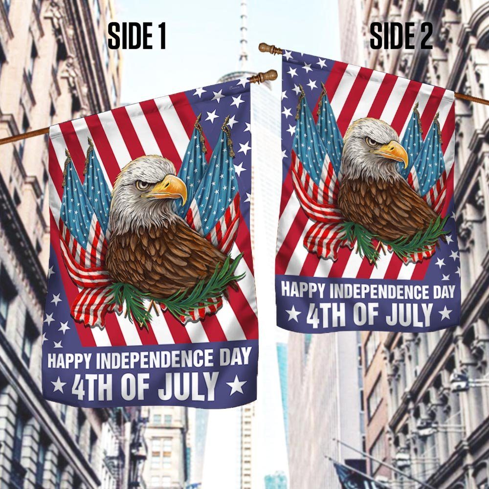 Patriotic Eagle Happy Independence Day 4th of July Flag MLN1373F
