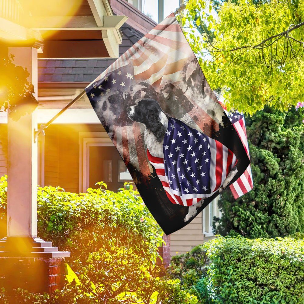 Patriotic English Springer Spaniel With Mount Rushmore Flag
