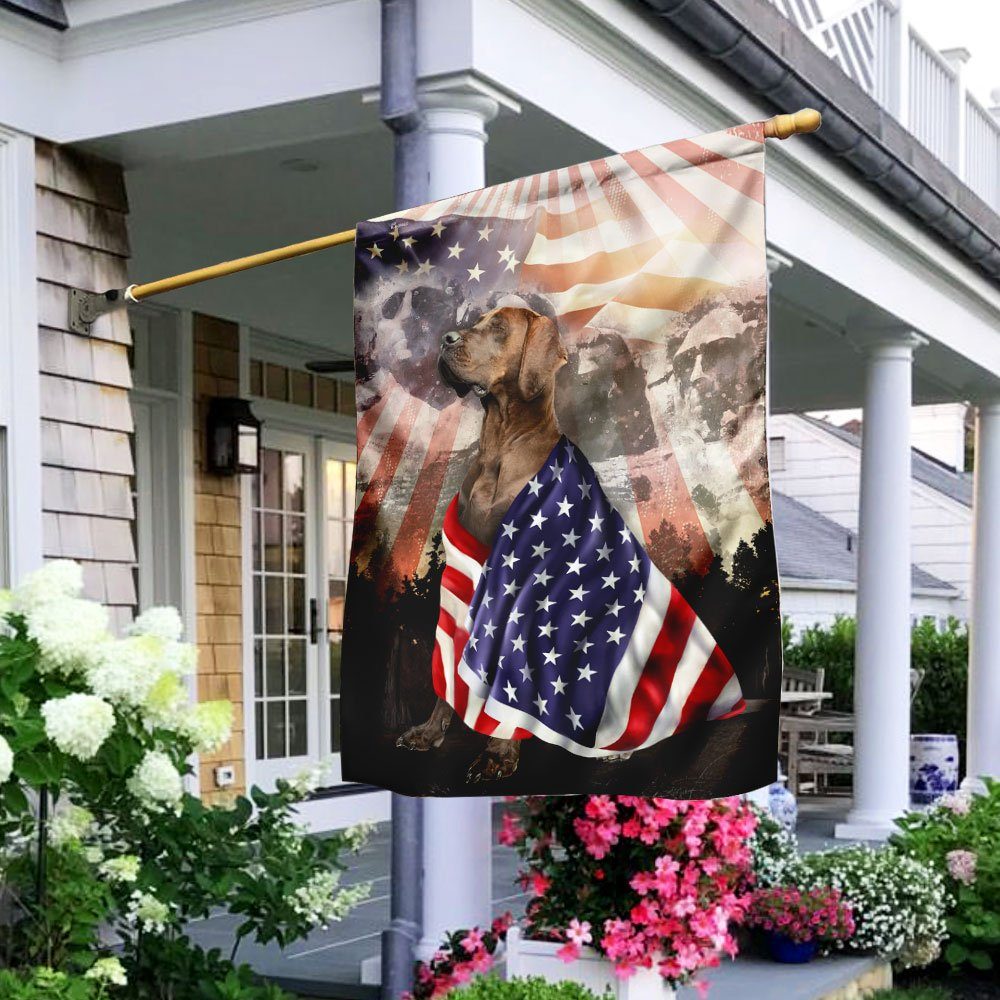 Patriotic Great Dane With Mount Rushmore Flag