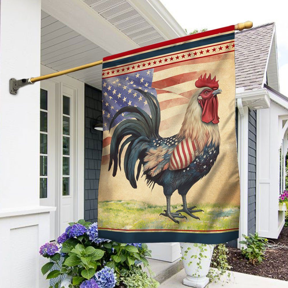 Patriotic Rooster 4th of July Flag TQN1294F
