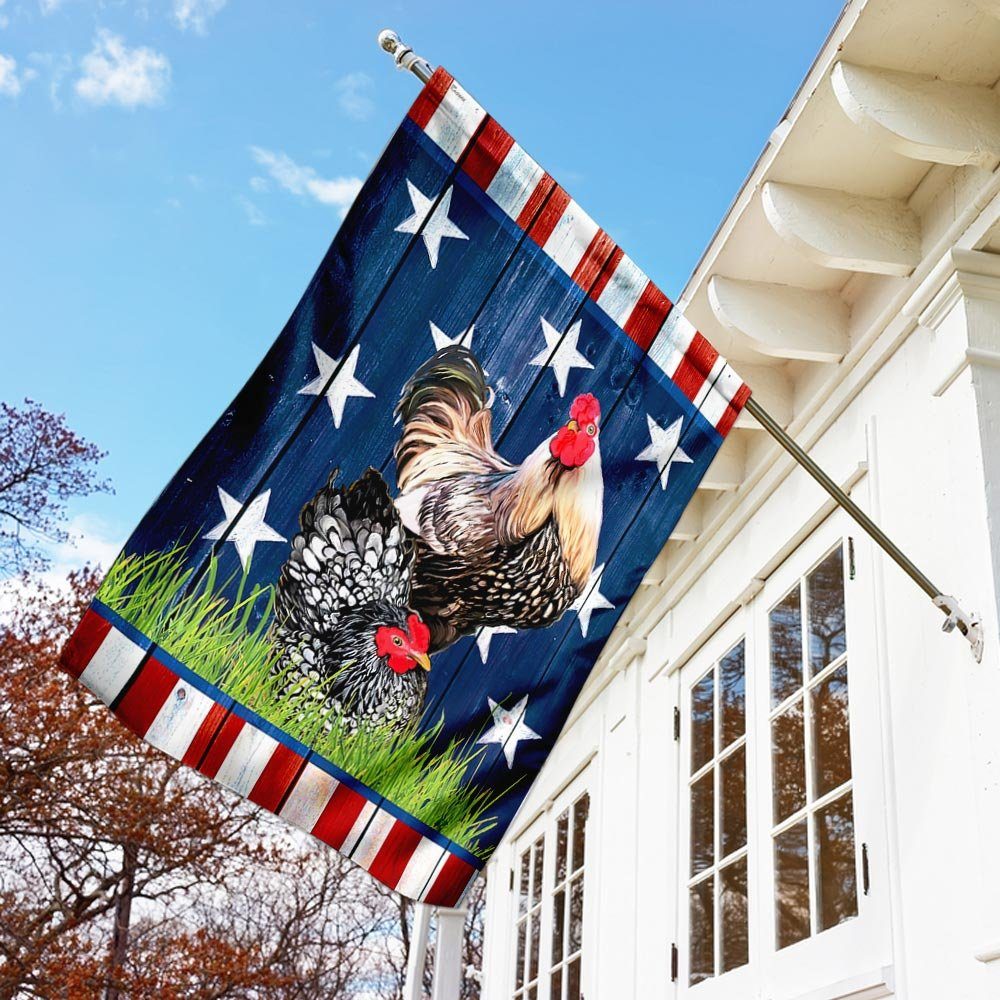 Patriotic Rooster Flag