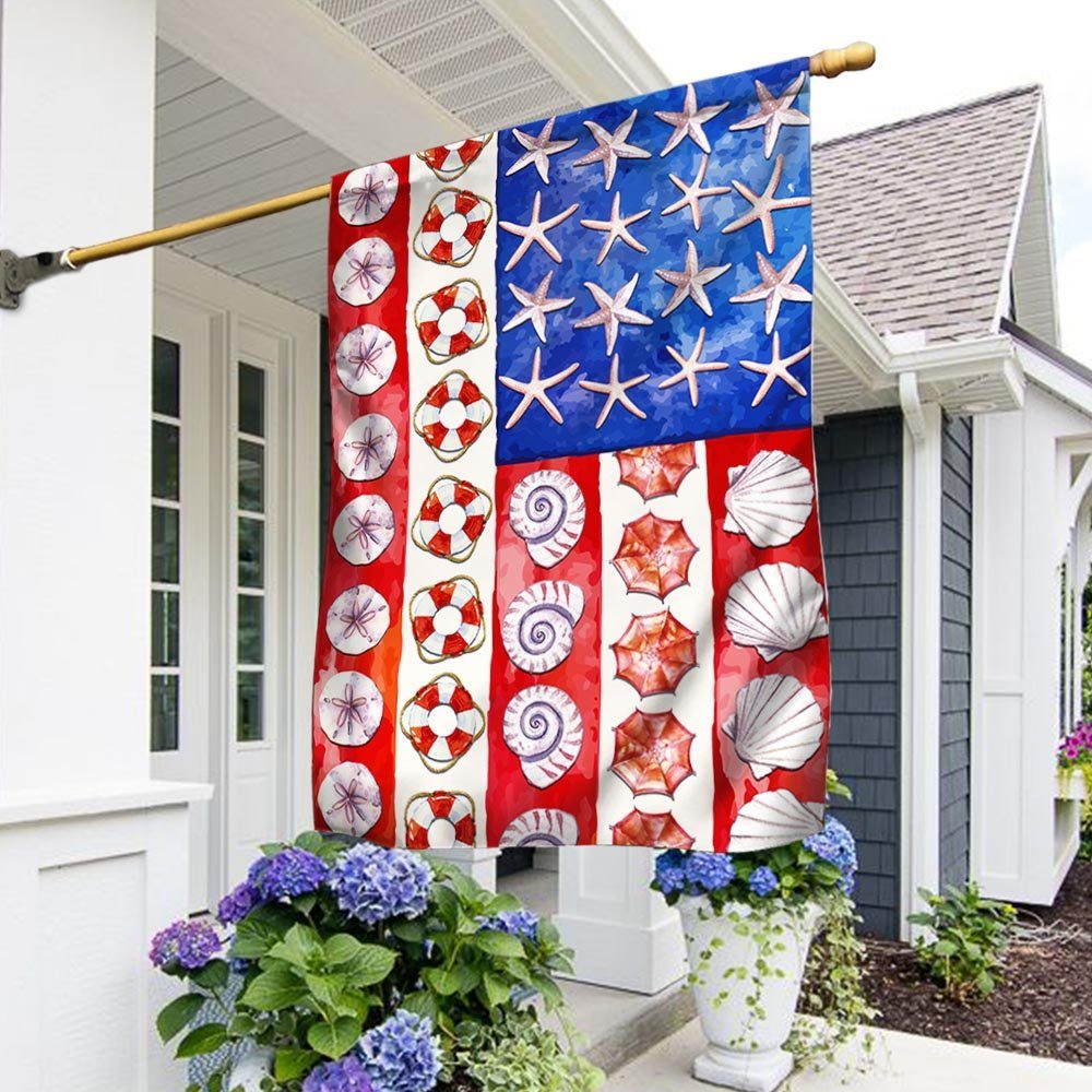 Patriotic Summer Beach Starfish American Flag MLN1565F