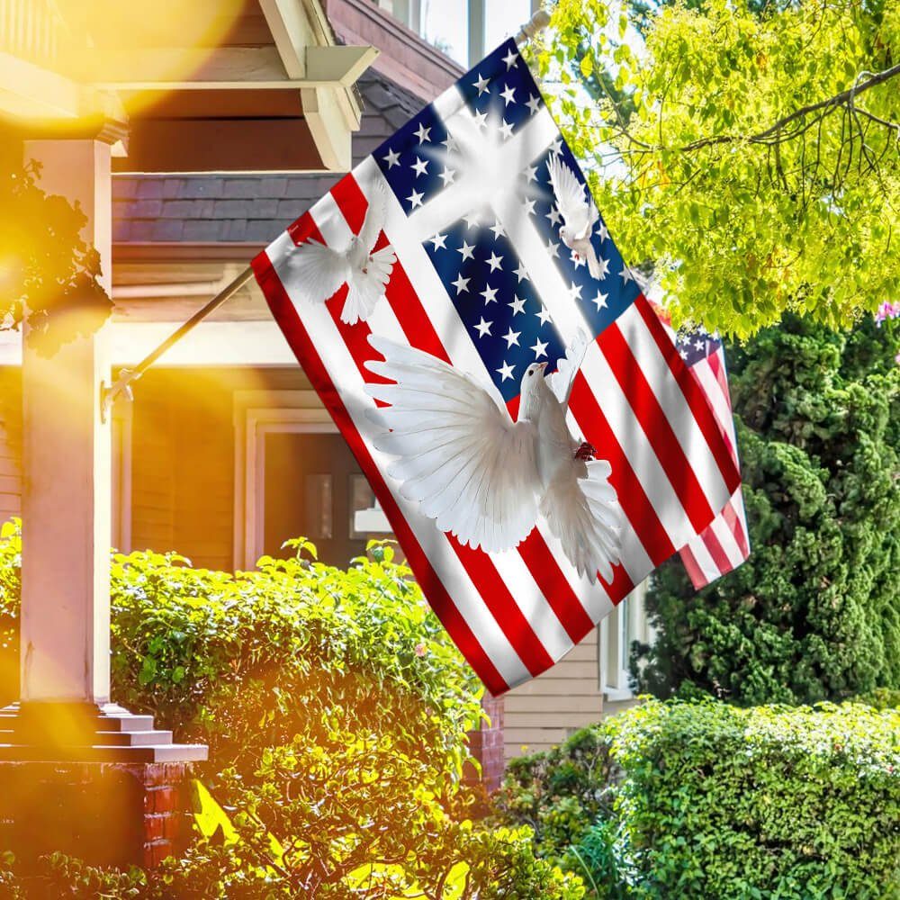 Peace Dove Christian Cross American Flag ANT171F