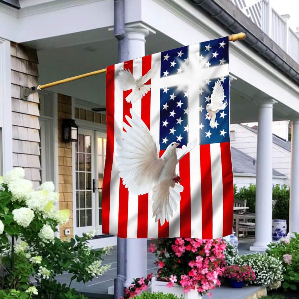 Peace Dove Christian Cross American Flag ANT171F