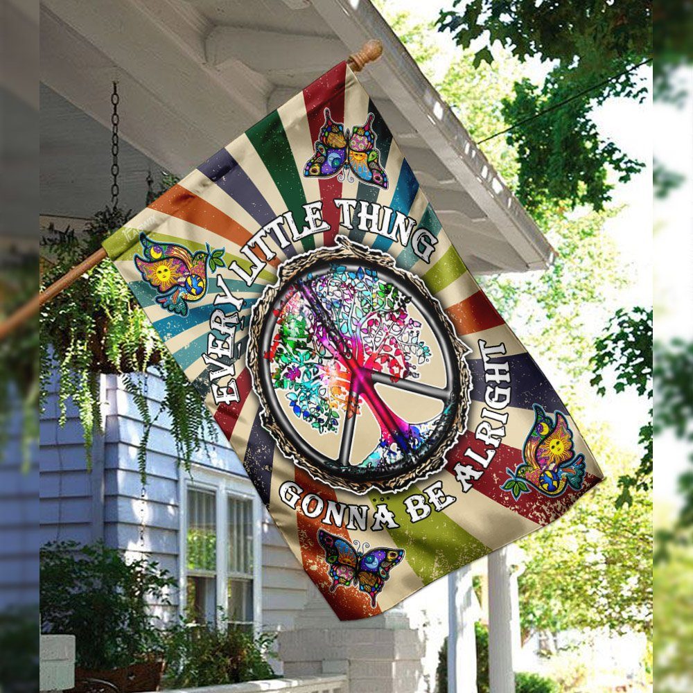 Peace Hippie Every Little Thing Gonna Be Alright Flag Peace Hippie Every Little Thing Gonna Be Alright Flag