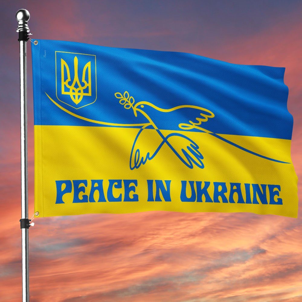 Peace In Ukraine Grommet Flag Stand With Ukraine DDH3433GF