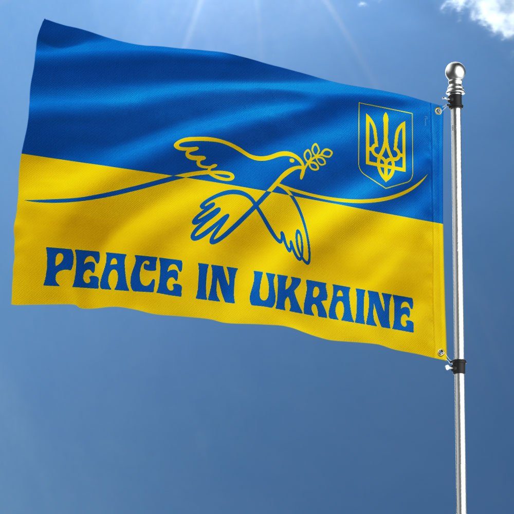 Peace In Ukraine Grommet Flag Stand With Ukraine DDH3433GF