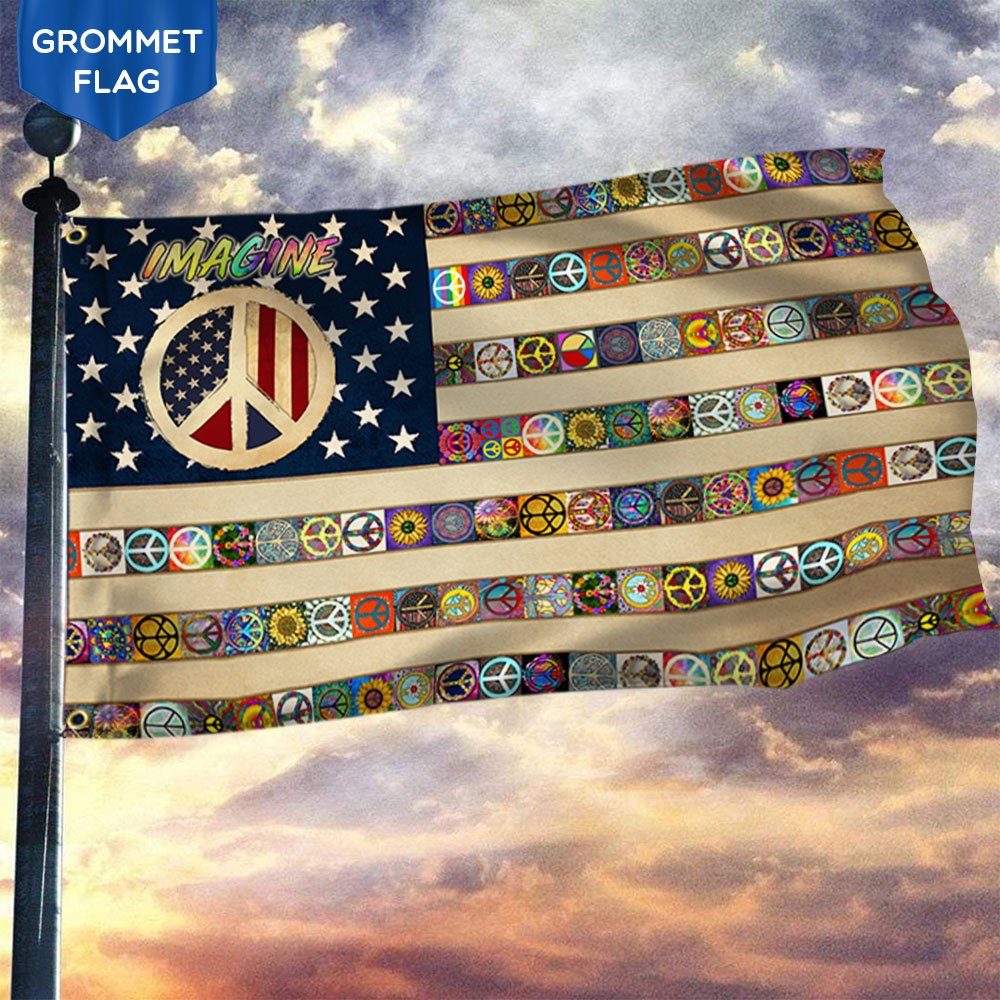 Peace Sign Hippie Grommet Flag LHA1727GF