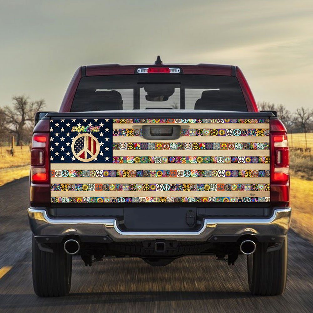 Peace Sign Hippie Truck Tailgate Decal Sticker Wrap LHA1585TD