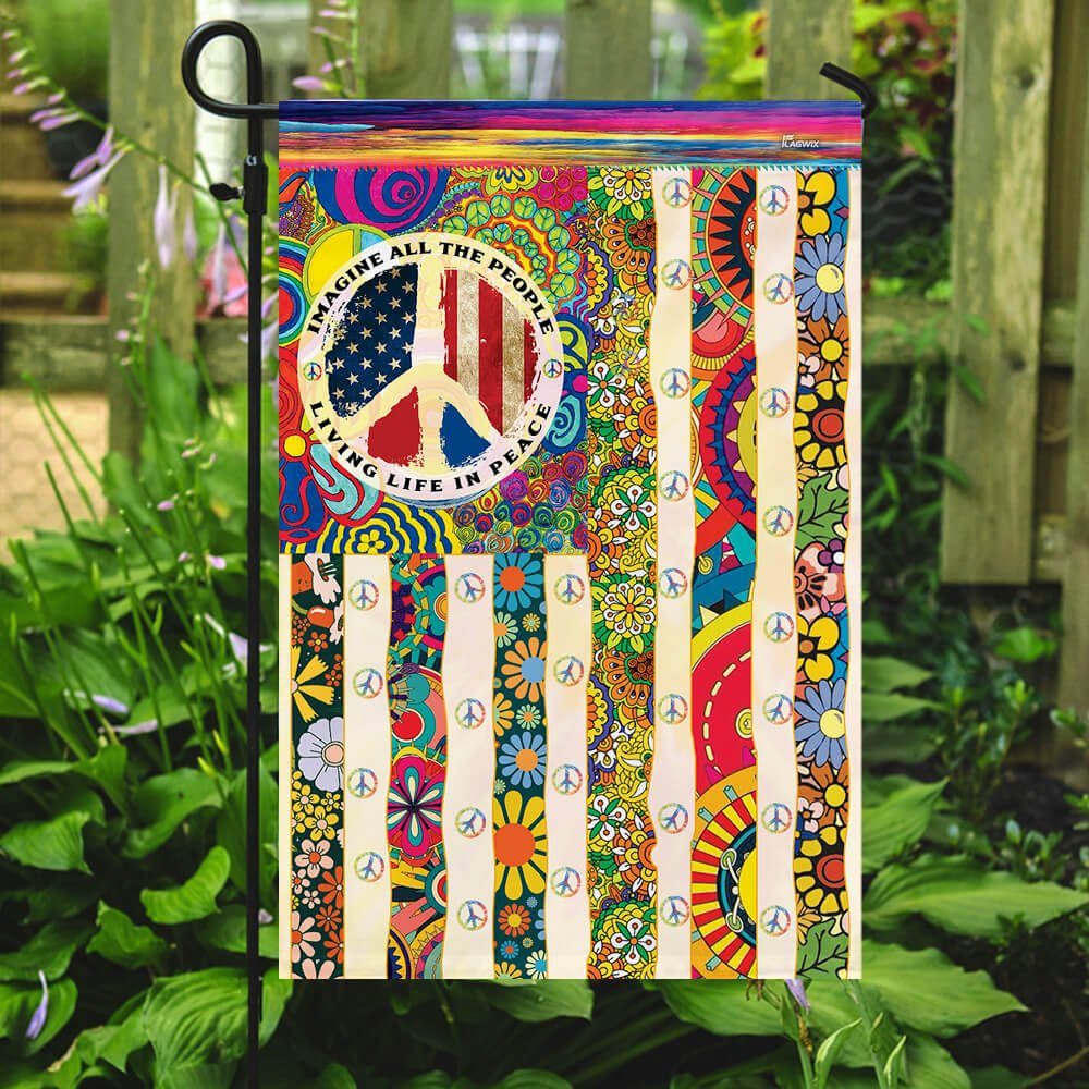 People Living Life In Peace Hippie Flag People Living Life In Peace Hippie Flag