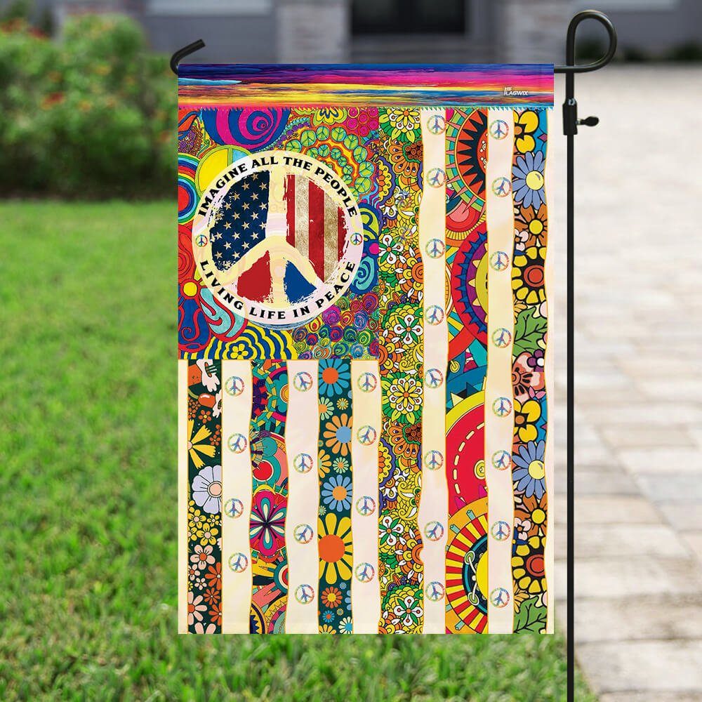 People Living Life In Peace Hippie Flag People Living Life In Peace Hippie Flag