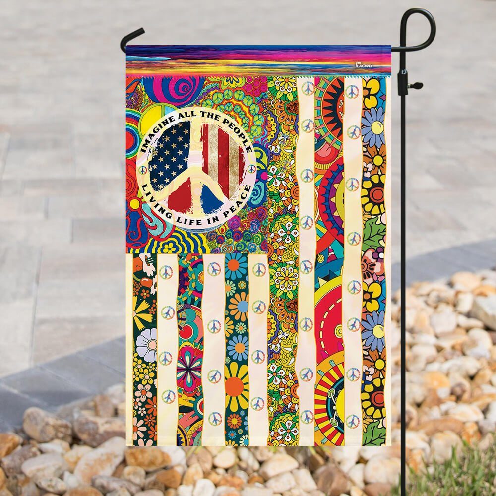 People Living Life In Peace Hippie Flag People Living Life In Peace Hippie Flag