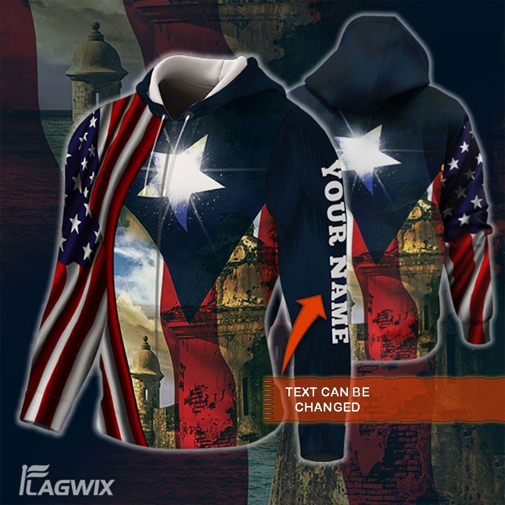 Personalized 3D Zip Hoodie Puerto Rico BNL427ZHCT