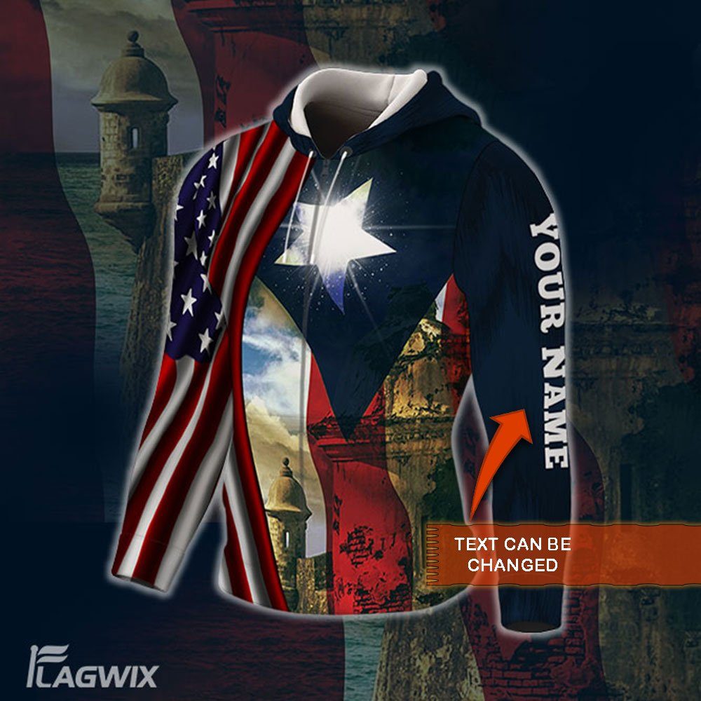 Personalized 3D Zip Hoodie Puerto Rico BNL427ZHCT