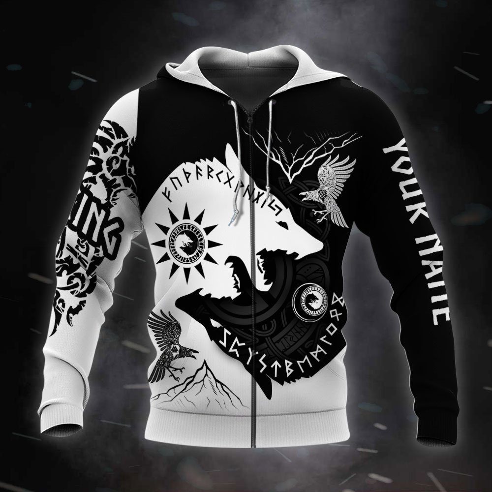 Personalized Fenrir Wolf Viking Zip Hoodie DDH2705ZHCT