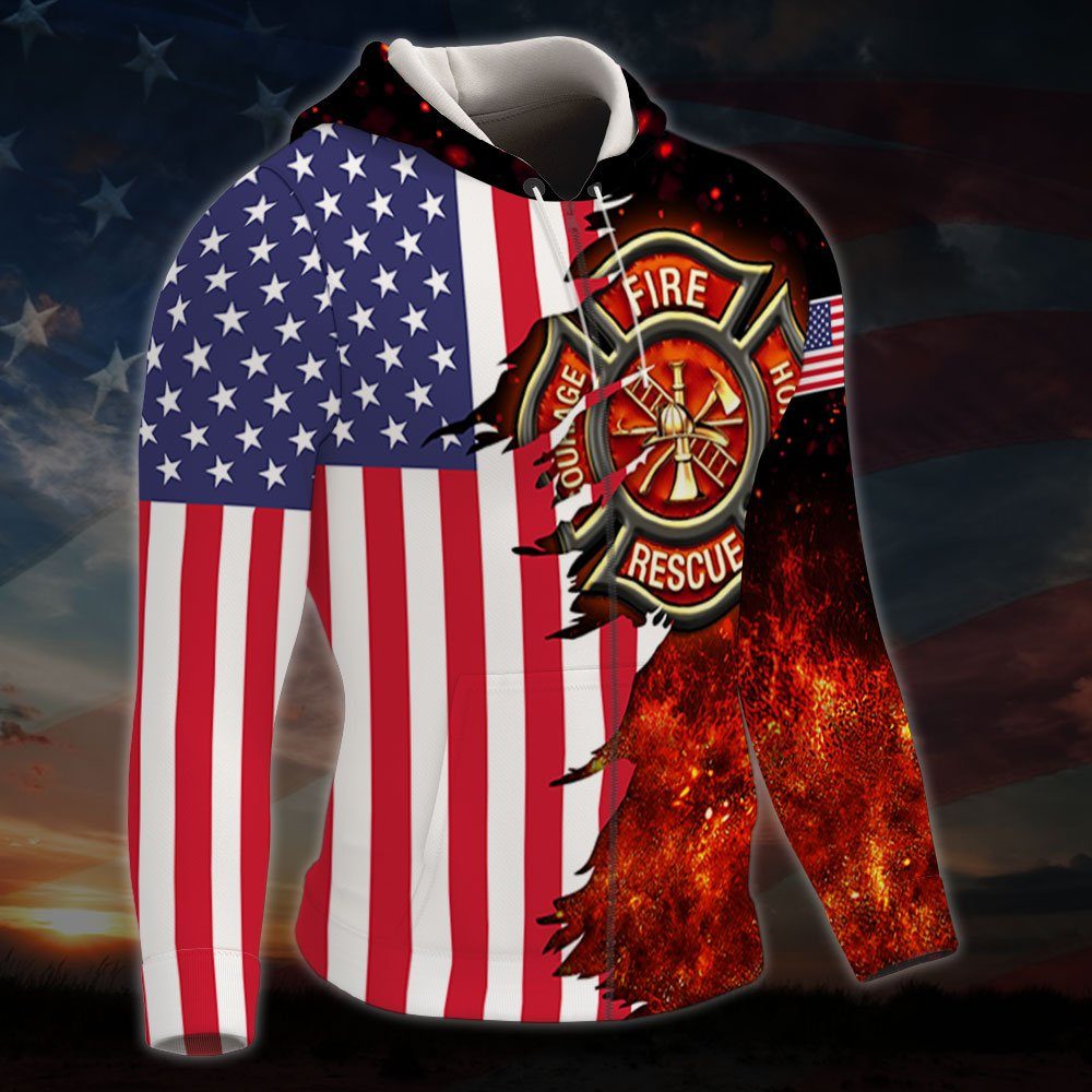 Personalized Firefighter Zip Hoodie Proud Firefighter 3D Zip Hoodie TRH1961ZHCT