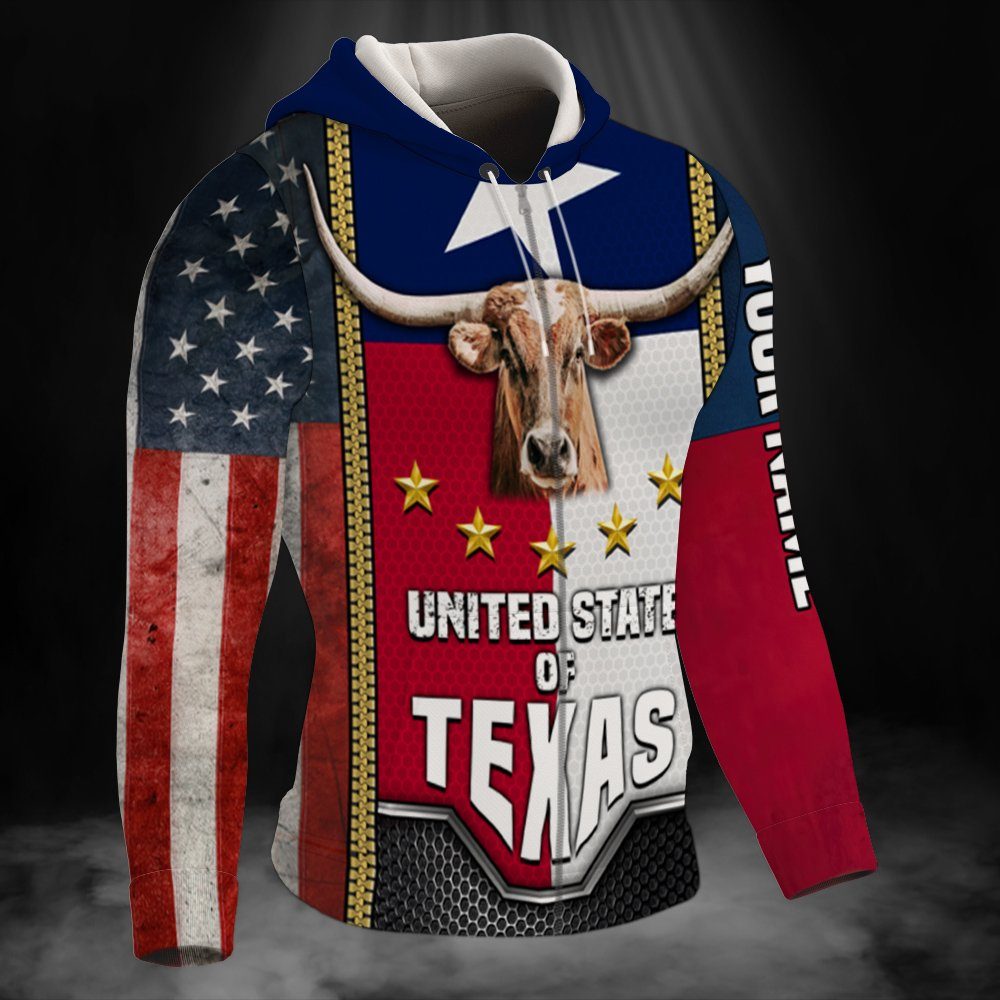 Personalized Texas American. United State Of Texas Custom Name Zip Hoodie THN3685ZHCT