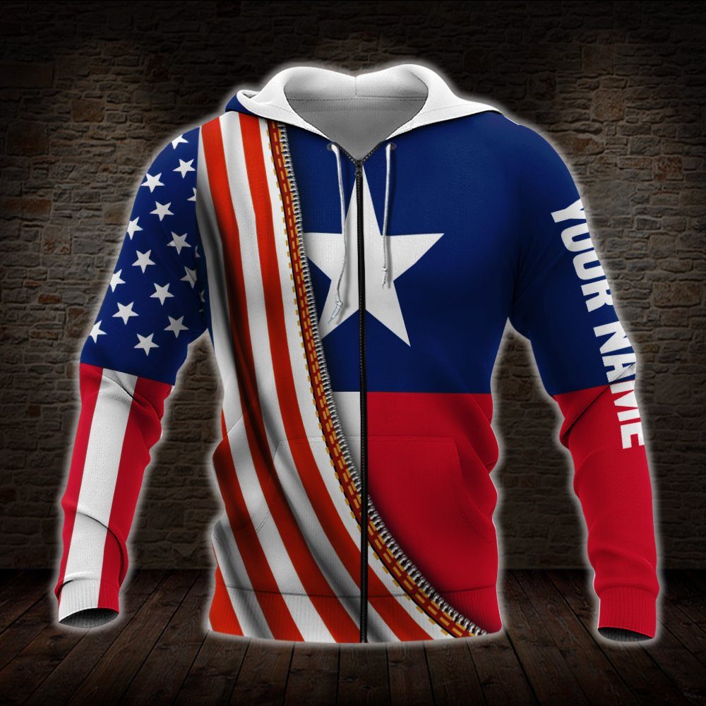 Personalized Texas American Custom Name Zip Hoodie TTN402ZHCTv1
