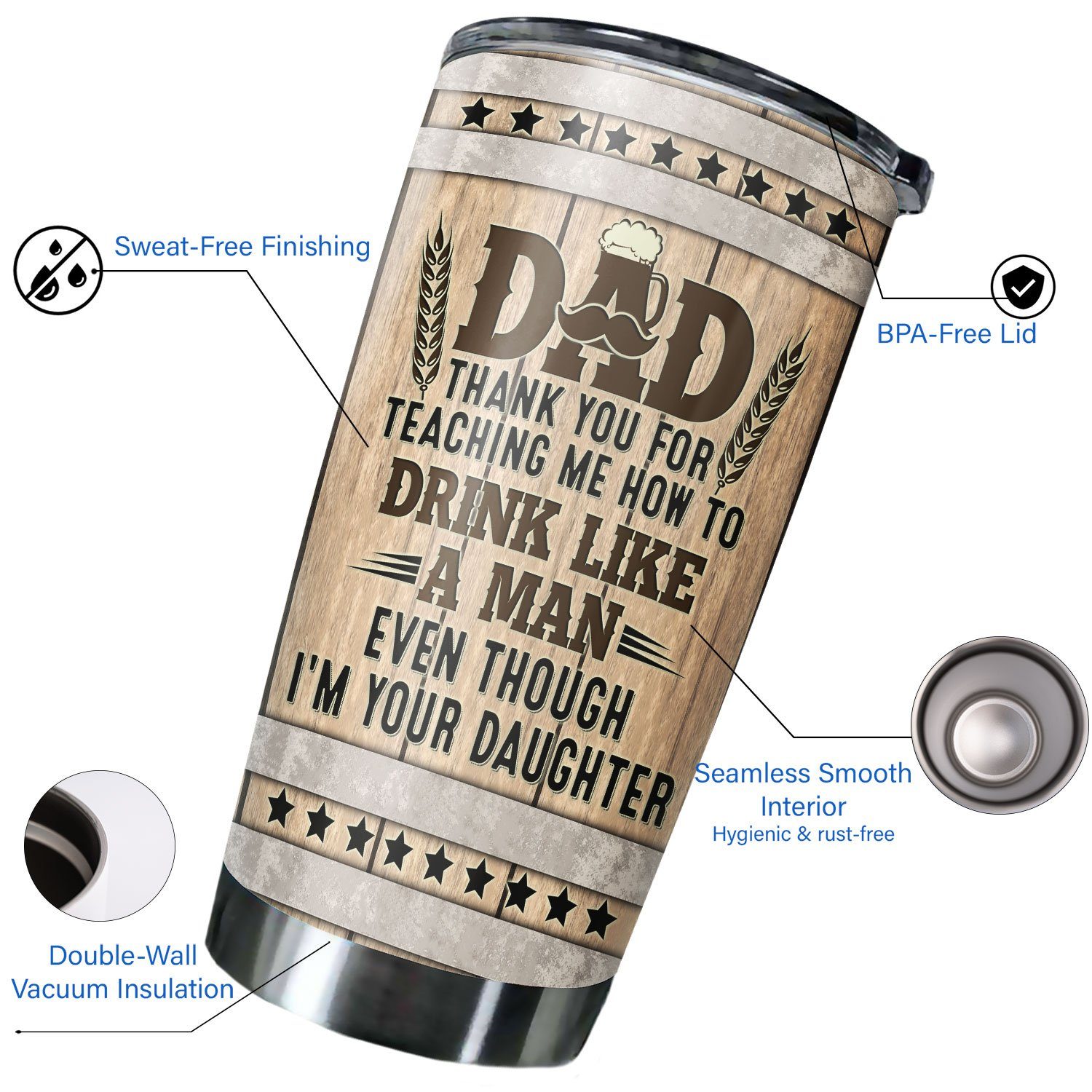 Personalized Thank You Dad, World’s Greatest Dad Bod 20oz Tumbler TPT117TUCT
